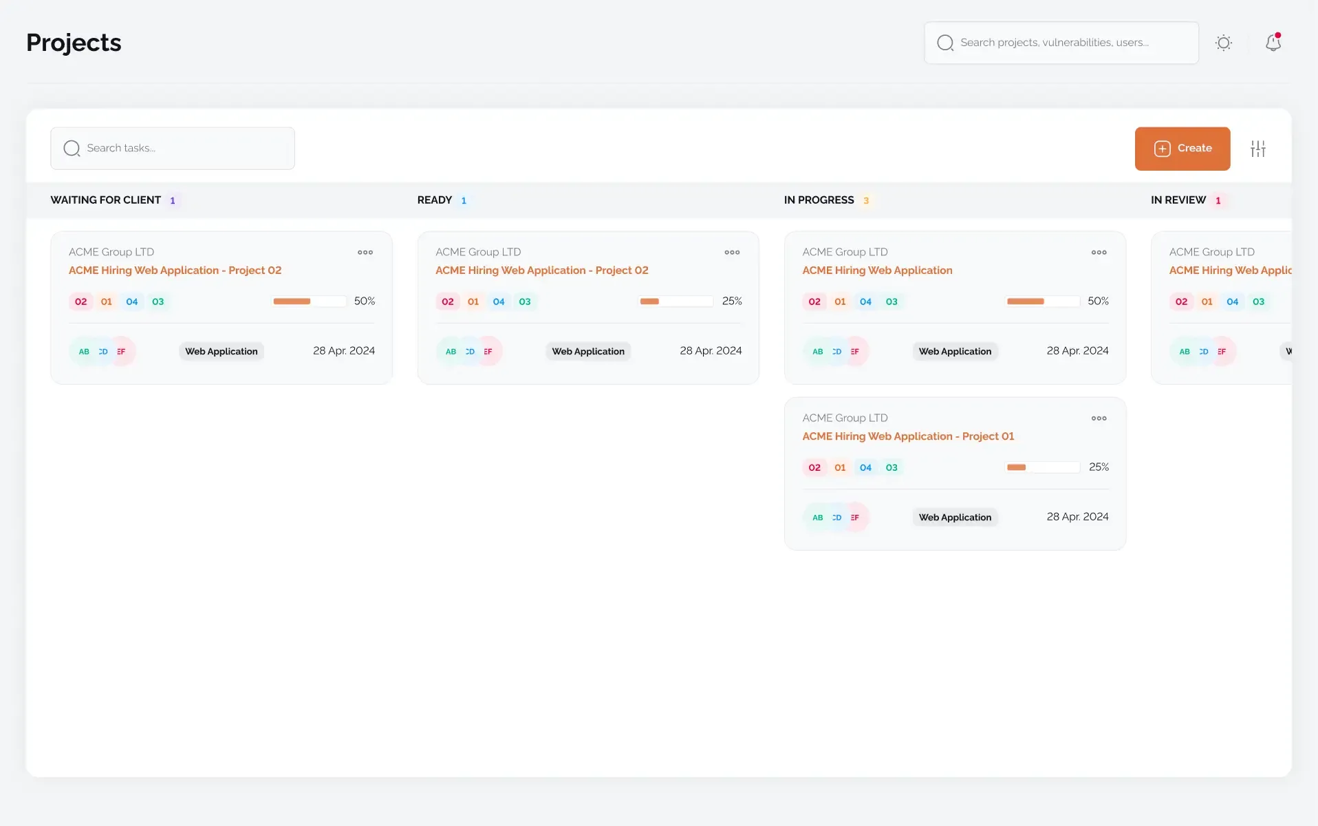 PentestPad project management dashboard