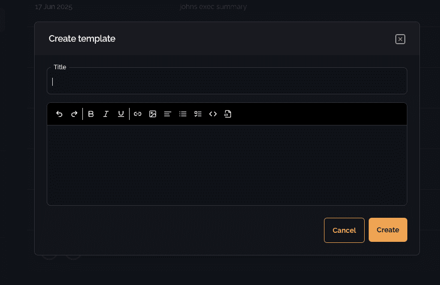 Creating a new Executive Summary Template