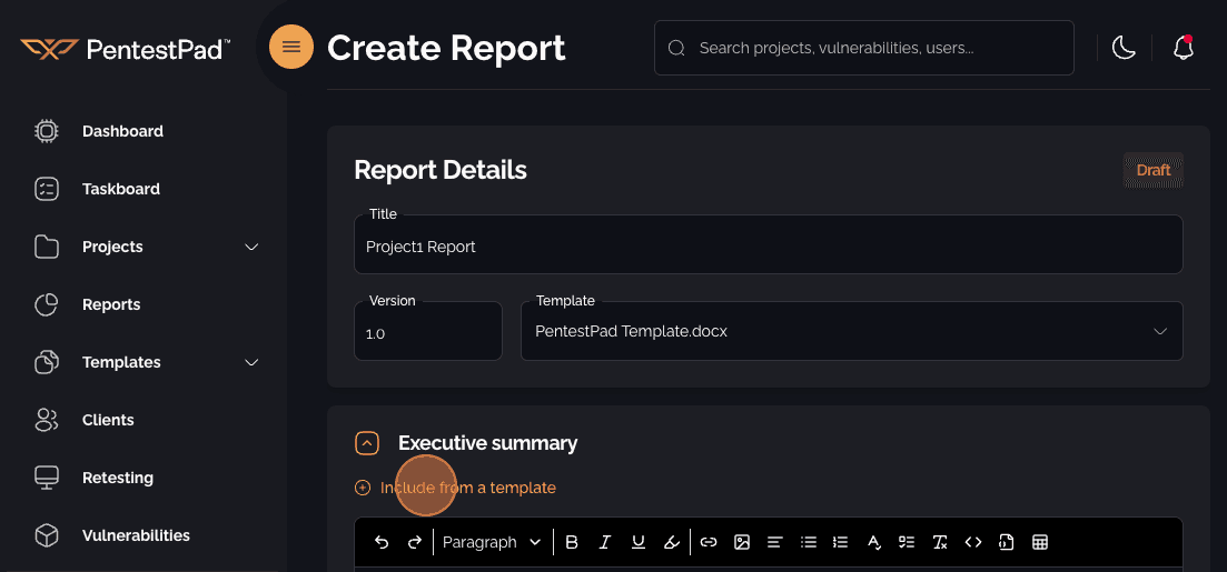 Creating a new Executive Summary Template