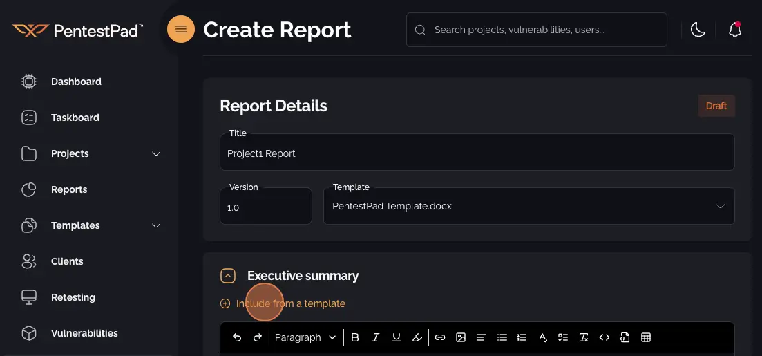 Creating a new Executive Summary Template