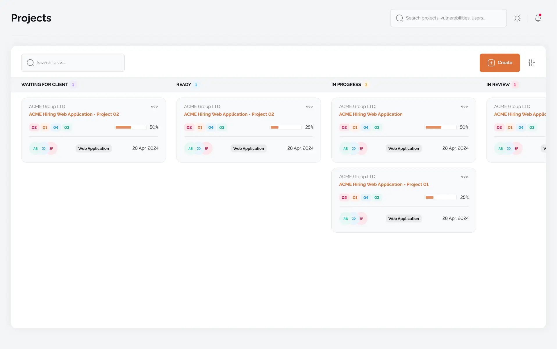 PentestPad project management dashboard